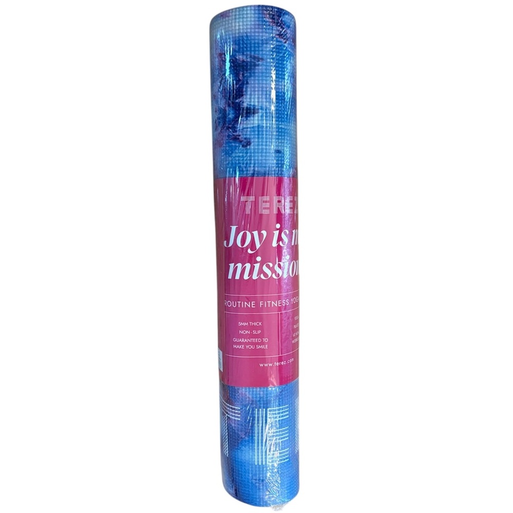 Terez Blue Marble Yoga Mat 5mm Non-Slip Home Workout Boho Gift In Packaging